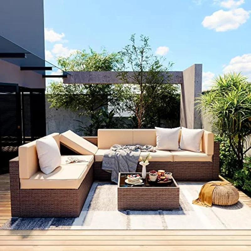Pamapic Patio Furniture Set, 7 Pieces Modular Outdoor
