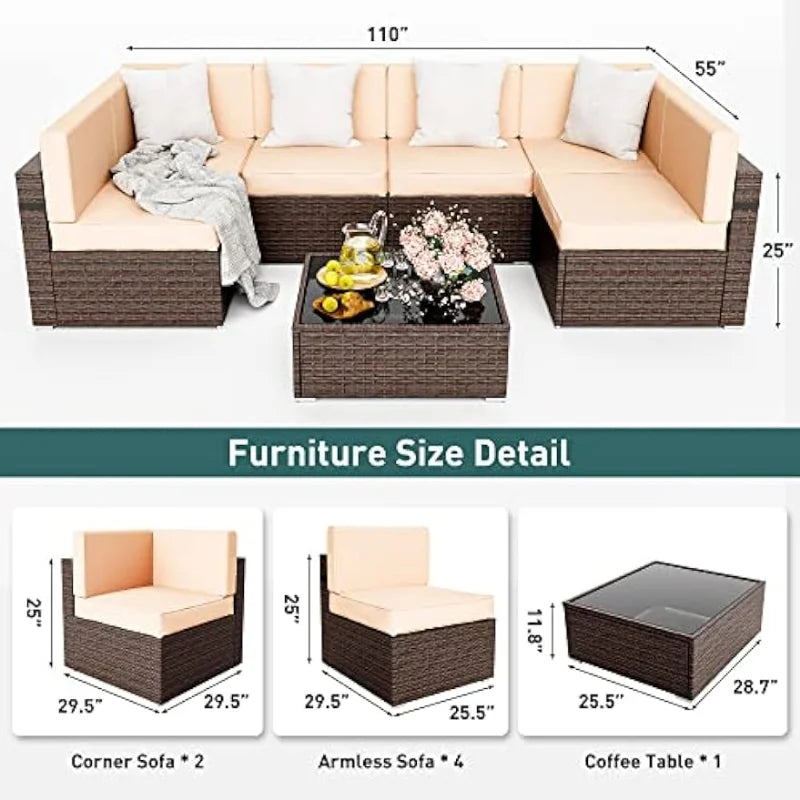 Pamapic Patio Furniture Set, 7 Pieces Modular Outdoor