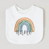 Personalised Baby Bib Rainbow with Name Newborn Cotton