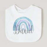 Personalised Baby Bib Rainbow with Name Newborn Cotton