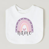 Personalised Baby Bib Rainbow with Name Newborn Cotton