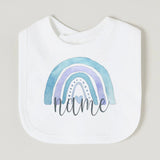 Personalised Baby Bib Rainbow with Name Newborn Cotton