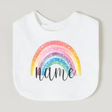 Personalised Baby Bib Rainbow with Name Newborn Cotton