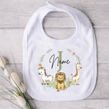 Personalised Baby Bib Safari Animals Bibs Initial with