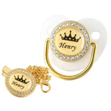 Personalised Crown Name Baby Pacifier Dummy With Chain