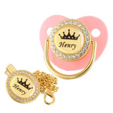 Personalised Crown Name Baby Pacifier Dummy With Chain