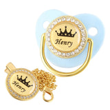 Personalised Crown Name Baby Pacifier Dummy With Chain