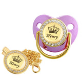 Personalised Crown Name Baby Pacifier Dummy With Chain