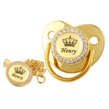 Personalised Crown Name Baby Pacifier Dummy With Chain