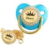 Personalised Crown Name Baby Pacifier Dummy With Chain