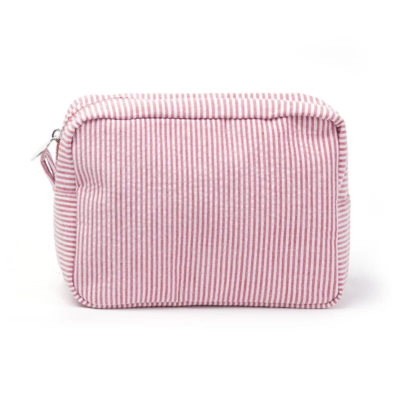 Personalized Large Capacity Striped Cosmetic Bag Custom Embroidered