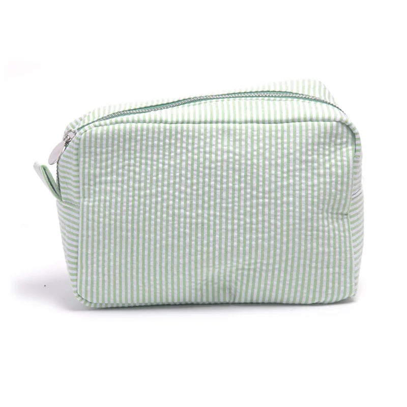 Personalized Large Capacity Striped Cosmetic Bag Custom Embroidered
