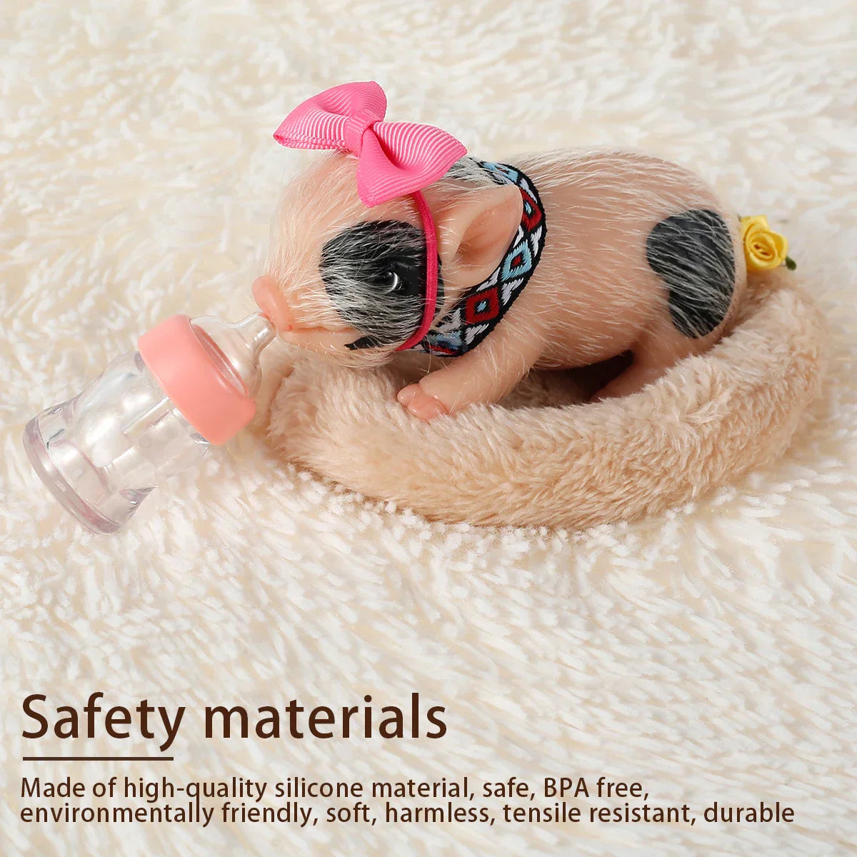 Pig Dolls Toy Set Mini Silicone Piglet Accessory