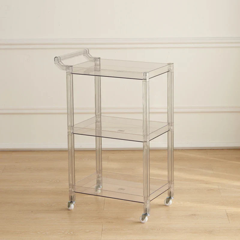 Plastics Transparent Salon Trolleys Serving Storage Waterproof Wheel