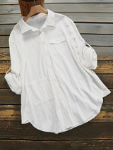 Plus Size 5XL Short Sleeve Linen Shirt Women