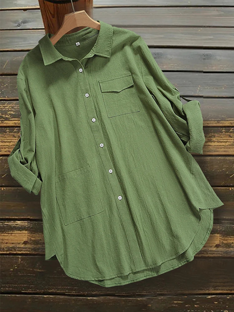 Plus Size 5XL Short Sleeve Linen Shirt Women