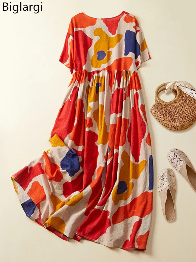 Plus Size Boho Beach Floral Summer Dress 2023