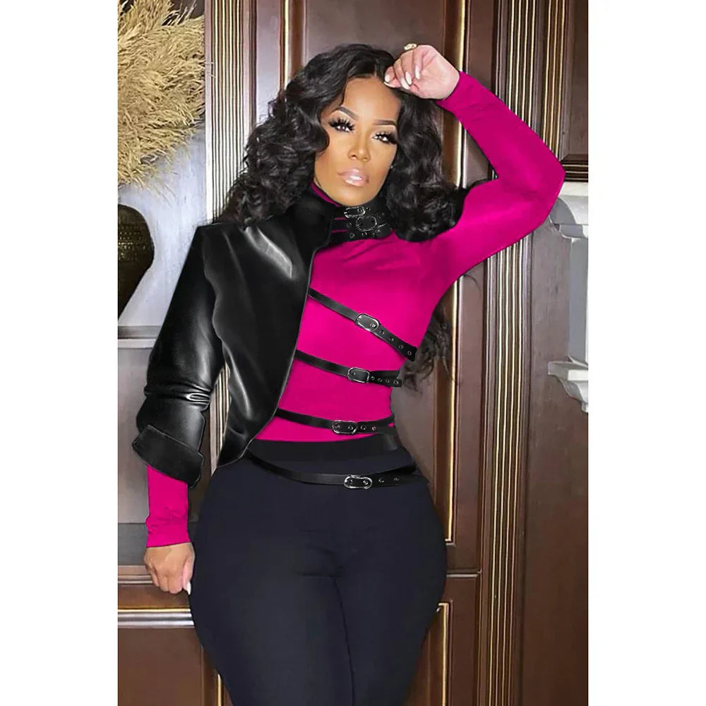 Plus Size Daily Outwear Black Mock Neck Asymmetrical