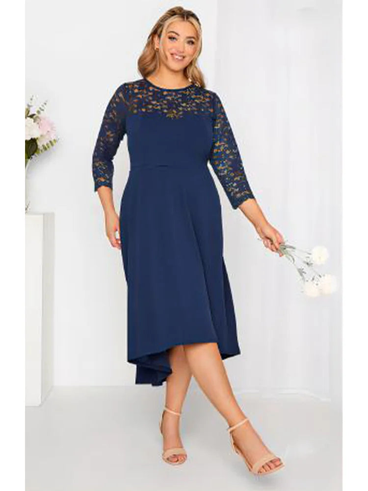 Plus Size Dresses for Women Navy Blue Lace