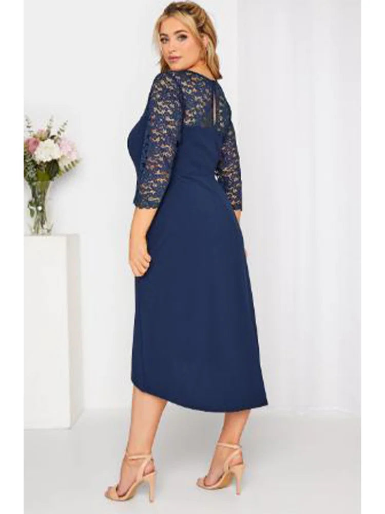 Plus Size Dresses for Women Navy Blue Lace