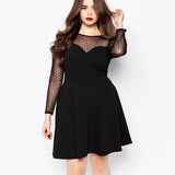 Plus Size Elegant A-line Dress Women Dot Print