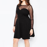 Plus Size Elegant A-line Dress Women Dot Print