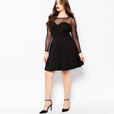 Plus Size Elegant A-line Dress Women Dot Print