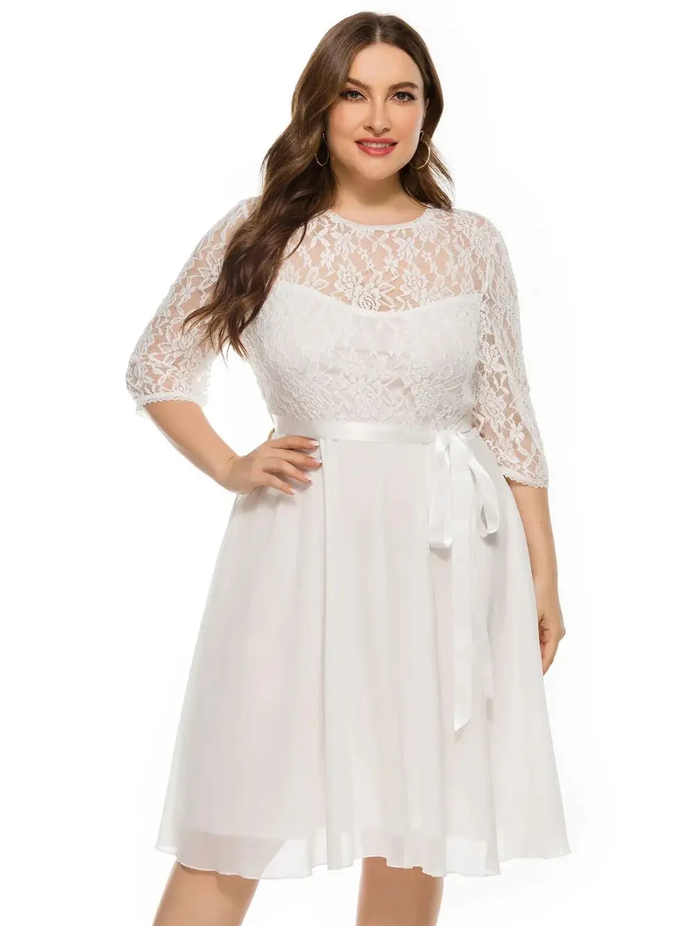 Plus Size Fashional Lace Chiffon Party Evening Formal