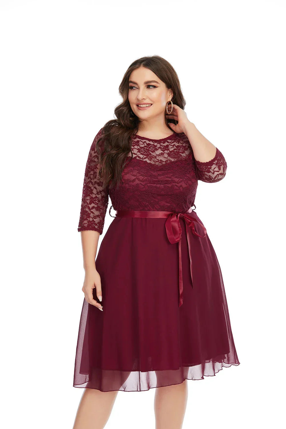 Plus Size Fashional Lace Chiffon Party Evening Formal