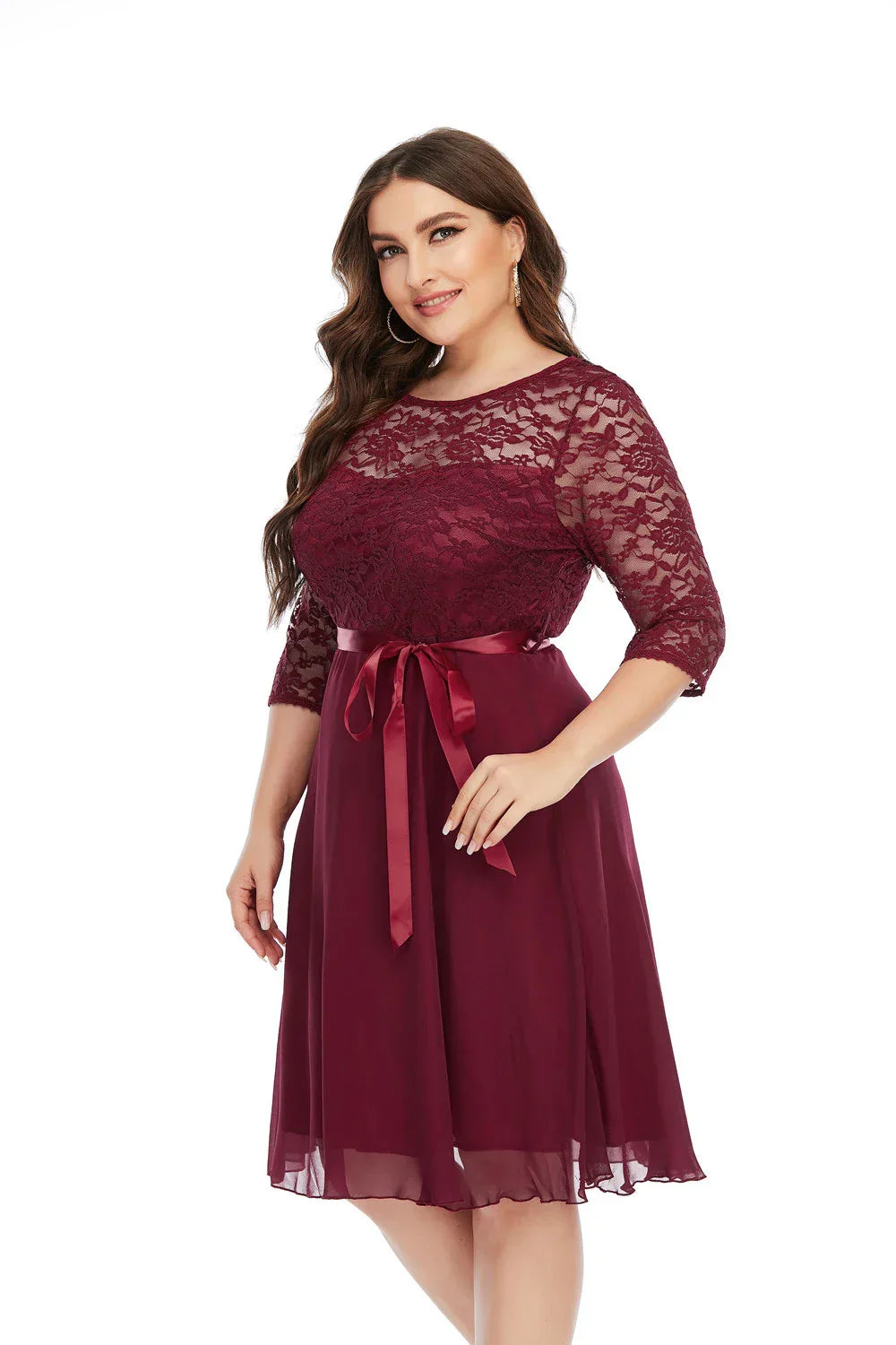 Plus Size Fashional Lace Chiffon Party Evening Formal