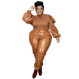Plus Size Leather Two Piece Set XL5XL PU