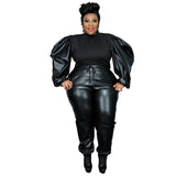 Plus Size Leather Two Piece Set XL5XL PU