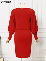 Plus Size VONDA Dress Sets 2024 Women Suits