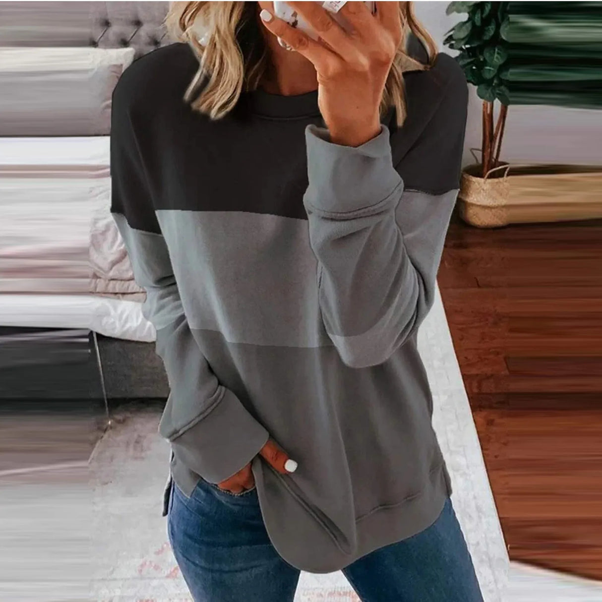 Plus Size Womens Fashion Casual Long Sleeve Print