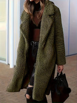 Plus Size Womens Fuzzy Fleece Lapel Open Front