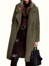 Plus Size Womens Fuzzy Fleece Lapel Open Front