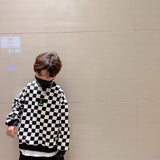 Plush Thickened Warm Boys' Checkerboard Sweatshirts O-neck Pullover