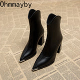 Pointed Toe Women's Ankle Boots Fashion Back Zippers