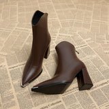Pointed Toe Women's Ankle Boots Fashion Back Zippers