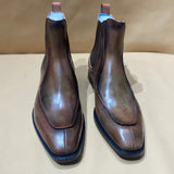 Polished Men's Chelsea Ankle Boots Small Square Toe