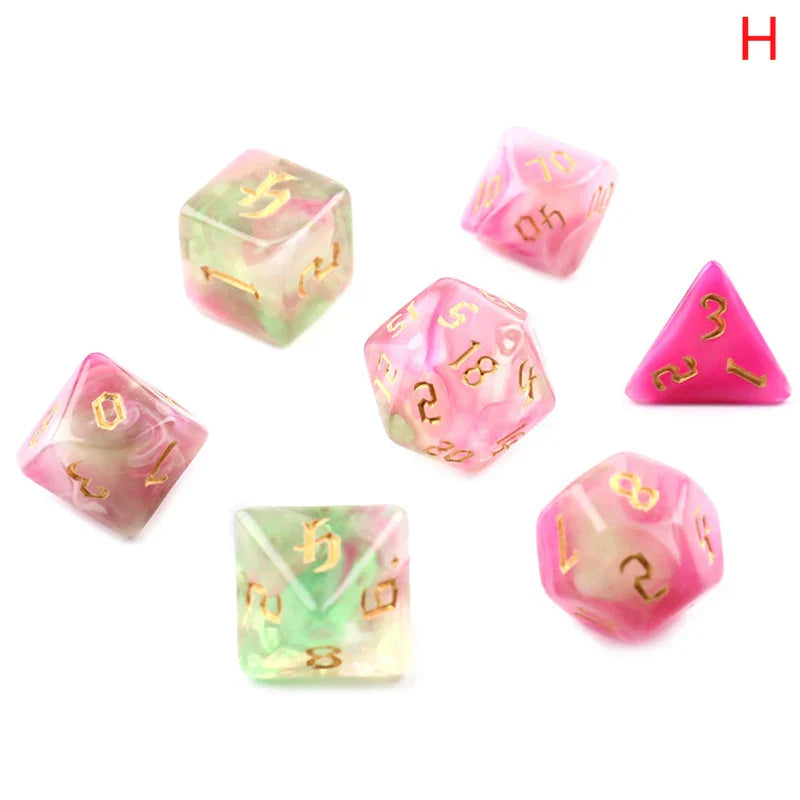 Polyhedral 7-Dice Two-Tone Swirl-DND Dice Set for RPG/MTG