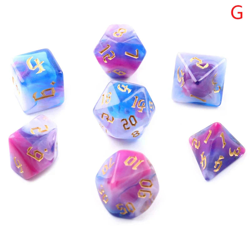 Polyhedral 7-Dice Two-Tone Swirl-DND Dice Set for RPG/MTG