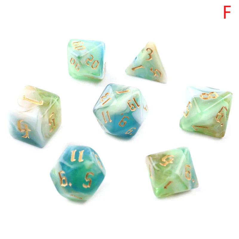 Polyhedral 7-Dice Two-Tone Swirl-DND Dice Set for RPG/MTG