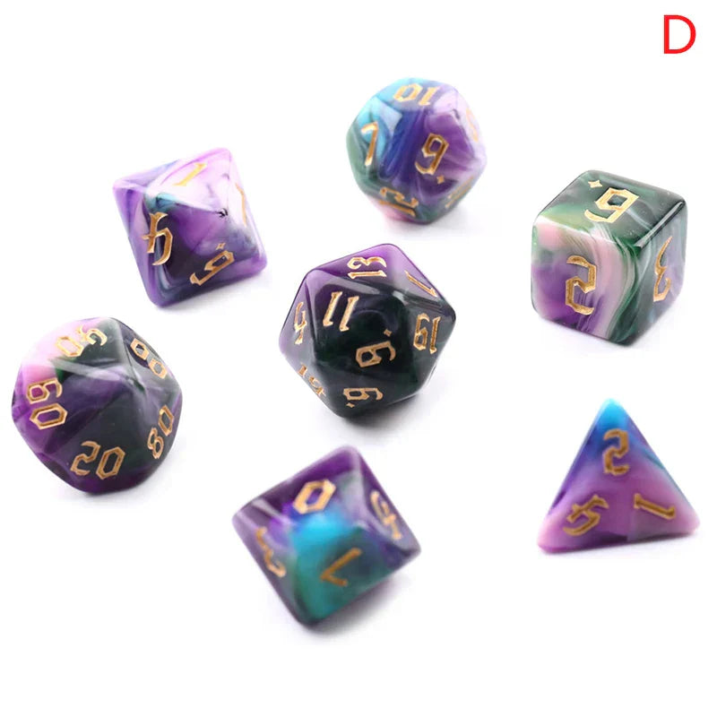 Polyhedral 7-Dice Two-Tone Swirl-DND Dice Set for RPG/MTG