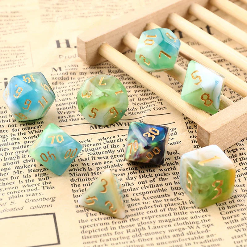 Polyhedral 7-Dice Two-Tone Swirl-DND Dice Set for RPG/MTG