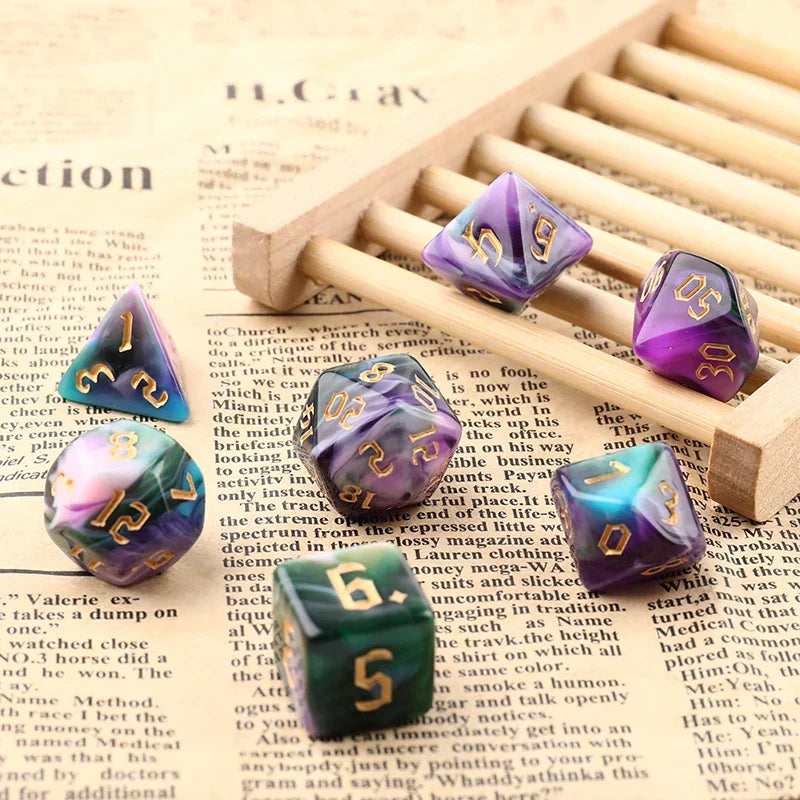 Polyhedral 7-Dice Two-Tone Swirl-DND Dice Set for RPG/MTG