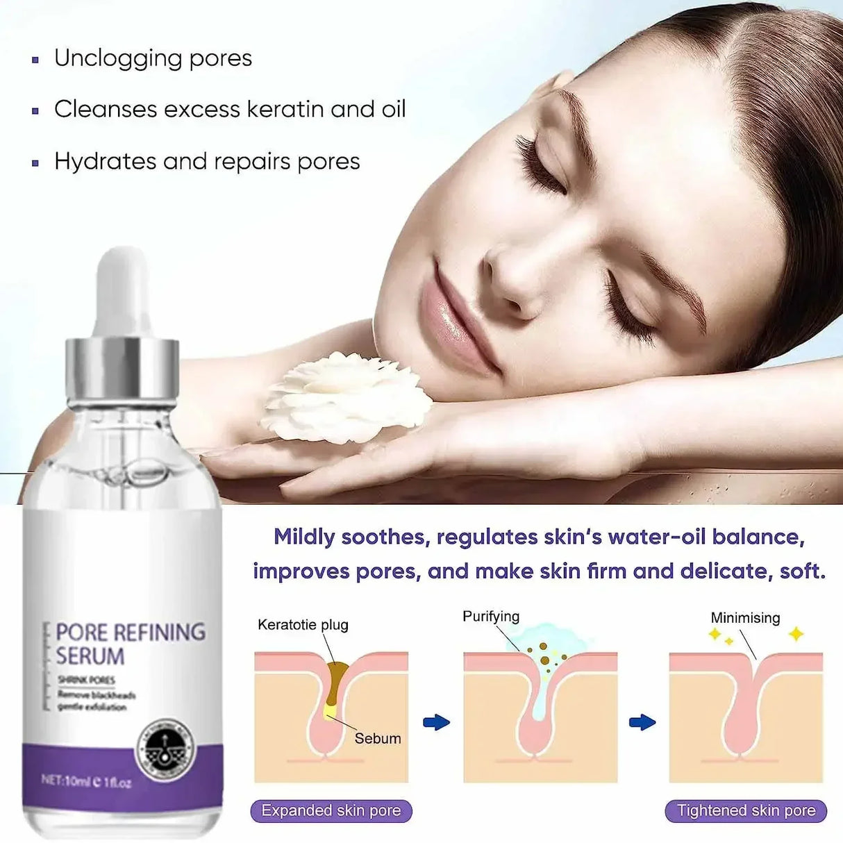 Pore Skin Care Serum Facial Essence for Shrinking