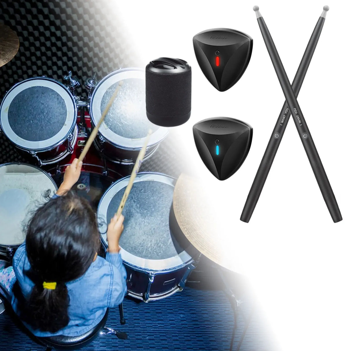 Portable Air Electronic Drum with Drumsticks and Foot