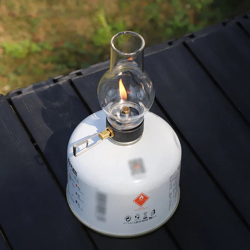 Portable Camping Gas Candle Lamp Light Compact Butane