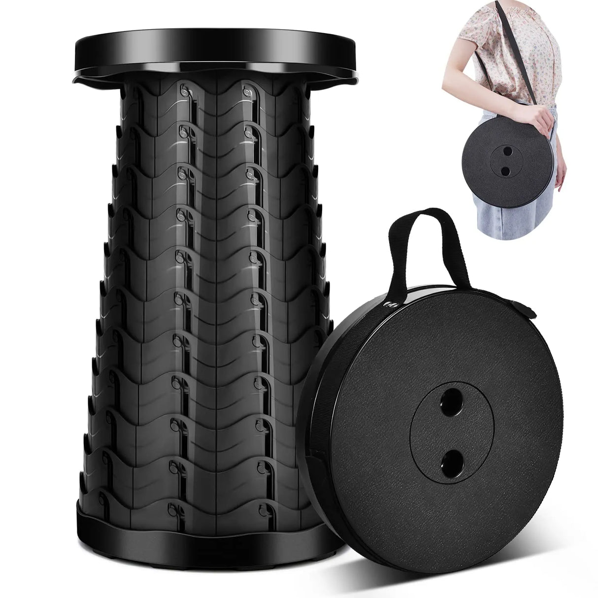 Portable Collapsible Telescopic Stool Sturdy Foldable Stool with
